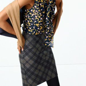 Cabi Step Out Plaid Pencil Skirt | Gray Black Gold | Size 2